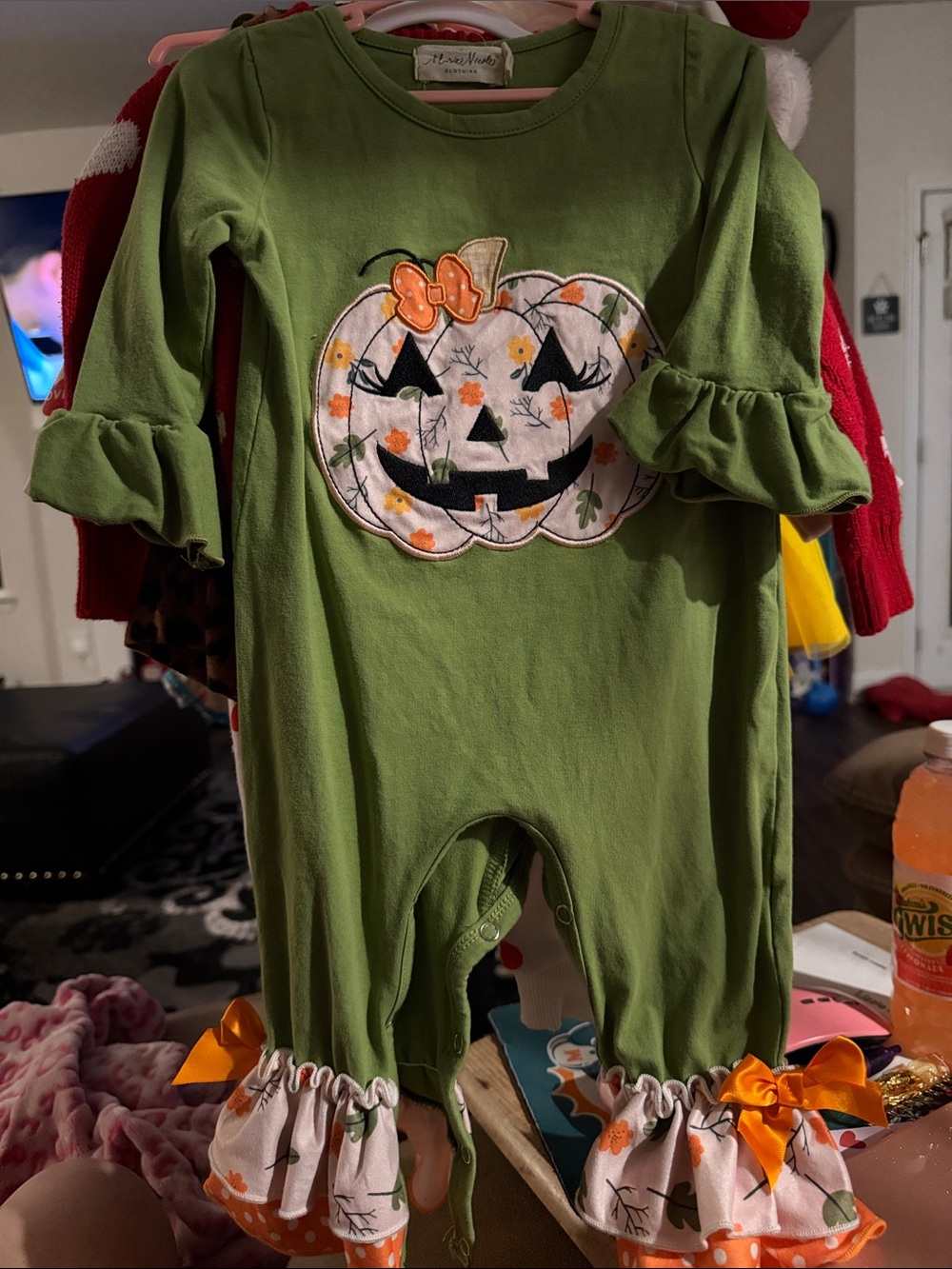 Green Pumpkin Applique Baby Romper